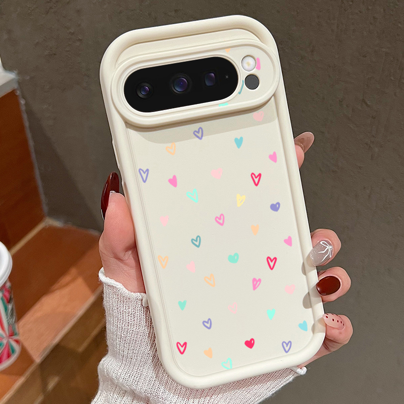 Google Pixel 9 - カラフルな小さなハート柄ソフトケース Google Pixel 10 9 8