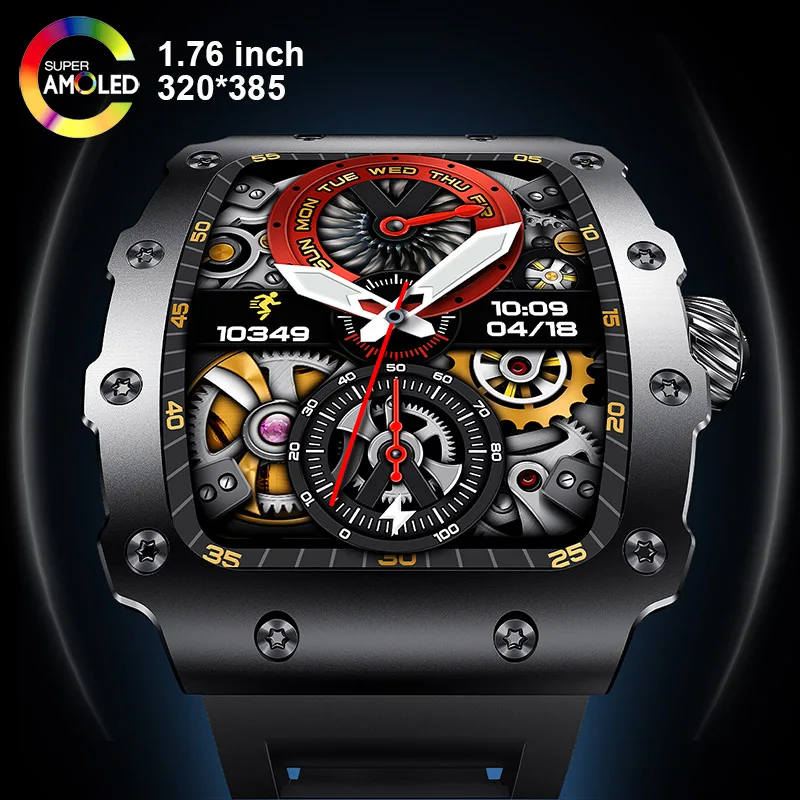 Smartwatch Custom - 新トレンドスマートウォッチ 1.76インチ AMOLED 3Dダイナミックダイヤル IP67防水 Bluetooth通話