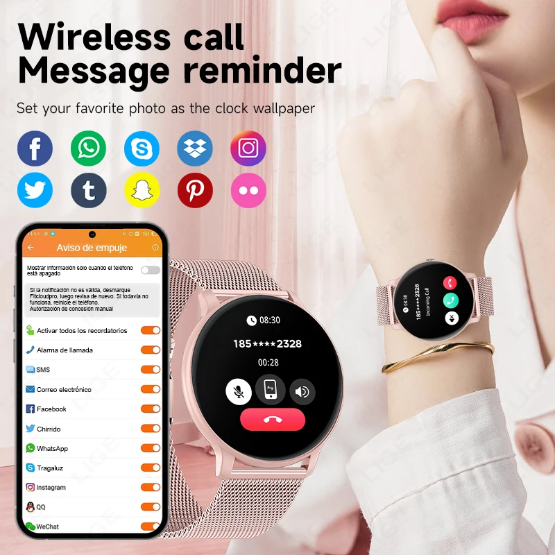 LIGE Bluetooth通話スマートウォッチ 女性用 カ - Smartwatch Custom のレビューと価格